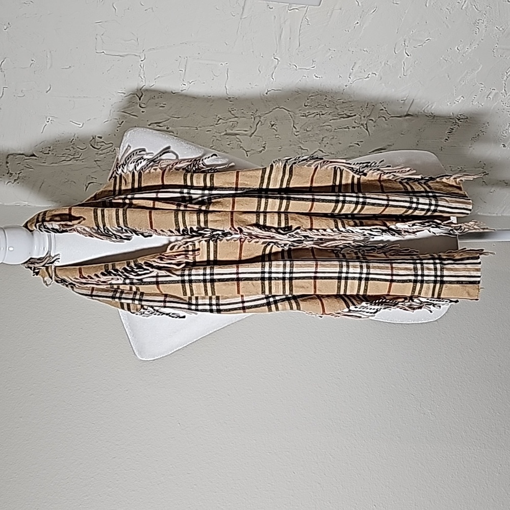 Croft & Barrow Tartan Plaid Scarf Fringe Germany Tan Black Red Winter Muffler